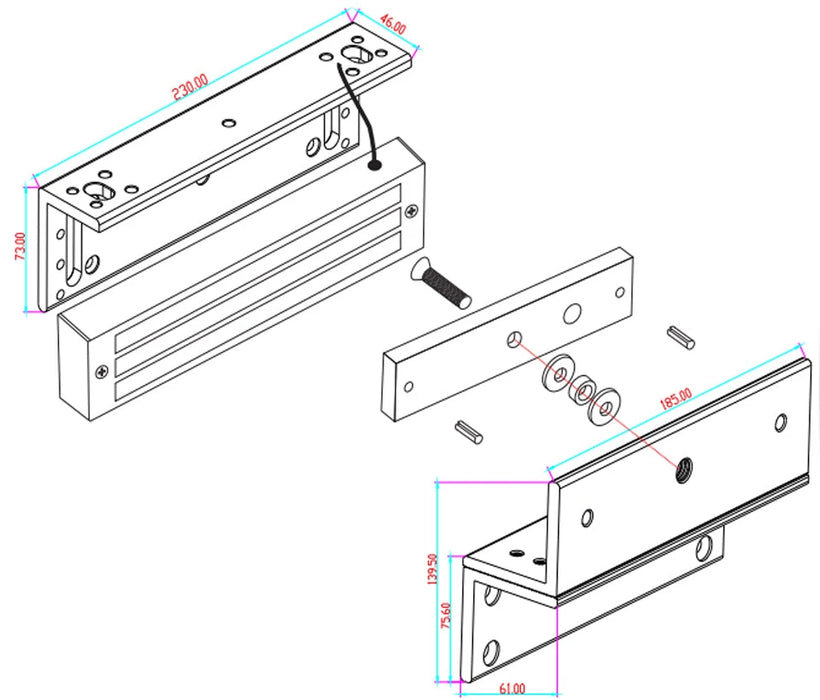 YLI MBK500NZLW - SOPORTE DE FIJACIÓN EN Z Y L COMPATIBLE CON CERRADURA MAGNÉTICA YM500NW PARA EXTERIOR CON CLAVE YLE0850003 #ESM2024-Accesorios-YLI ELECTRONIC-YLE0850011-Bsai Seguridad & Controles