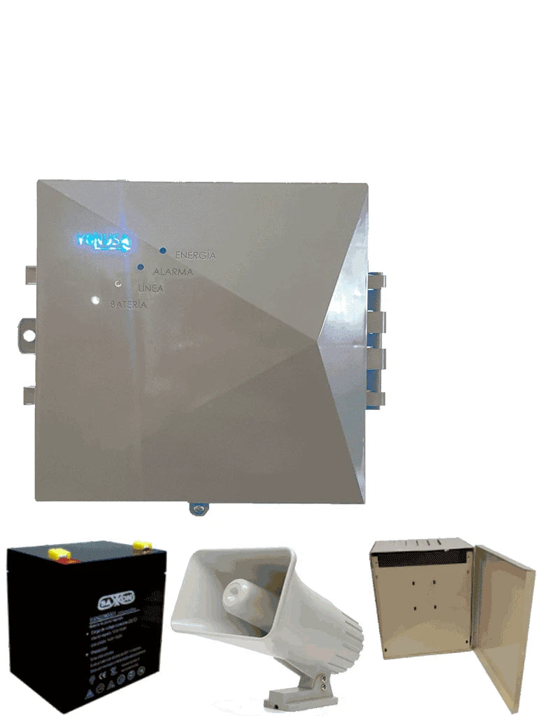 YONUSA EYNG12001BAT - ENERGIZADOR DE NUEVA GENERACIÓN DE12,000 V CON HASTA 2,500 METROS LINEALES, COMPATIBLE CON MODULO WIFI, INCLUYE SIRENA DE 30W CON GABINETE METÁLICO Y BATERÍA DE RESPALDO DE 12VDC A 4.5 AH-Energizadores-YONUSA-Bsai Seguridad & Controles