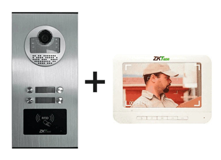 ZKTECO VE04A01PAQ7P - PAQUETE DE VIDEOPORTERO PARA 4 DEPARTAMENTOS VE04A01 CON 1 MONITOR VDPIB3 DE 7 PULGADAS-Frentes de Calle-ZKTECO-Bsai Seguridad & Controles