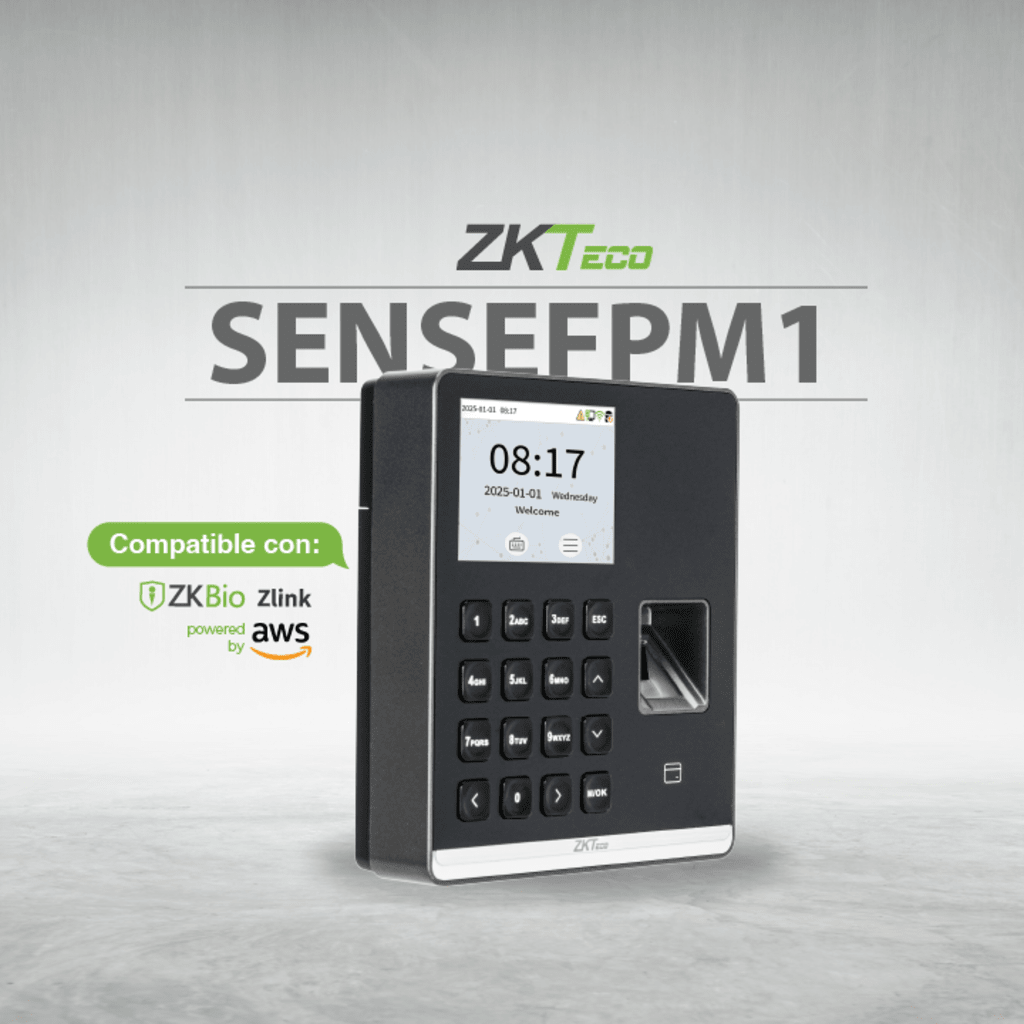 TERMINAL DE ASISTENCIA SENSEFP M1 / AUTENTICACIÓN POR HUELLA DIGITAL / PANTALLA TFT 2.8" COLOR LCD / WI-FI IEEE802.11B/G/N / CONECTIVIDAD ZKBIO ZLINK / CAPACIDAD DE 500 USUARIOS / ACTUALIZACIÓN DE FIRMWARE EN LÍNEA