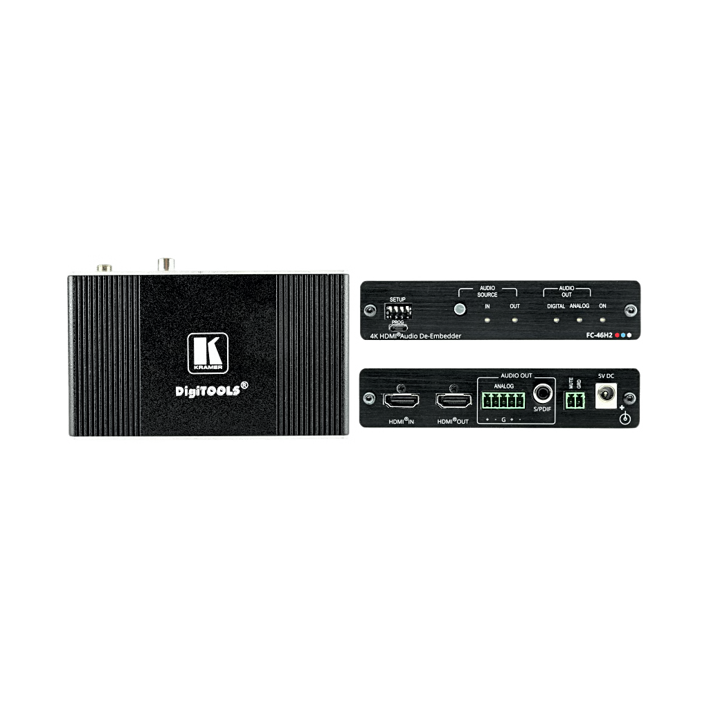 DESEMBEBEDOR DE AUDIO HDMI PROFESIONAL | 4K/60 UHD (4:4:4) | 18 GBPS | HDR | HDCP 2.2 | SALIDAS S/PDIF Y AUDIO BALANCEADO | ARC | GESTIÓN EDID INTELIGENTE | KRAMER RE-KLOCKING | DIGITOOLS COMPACTO