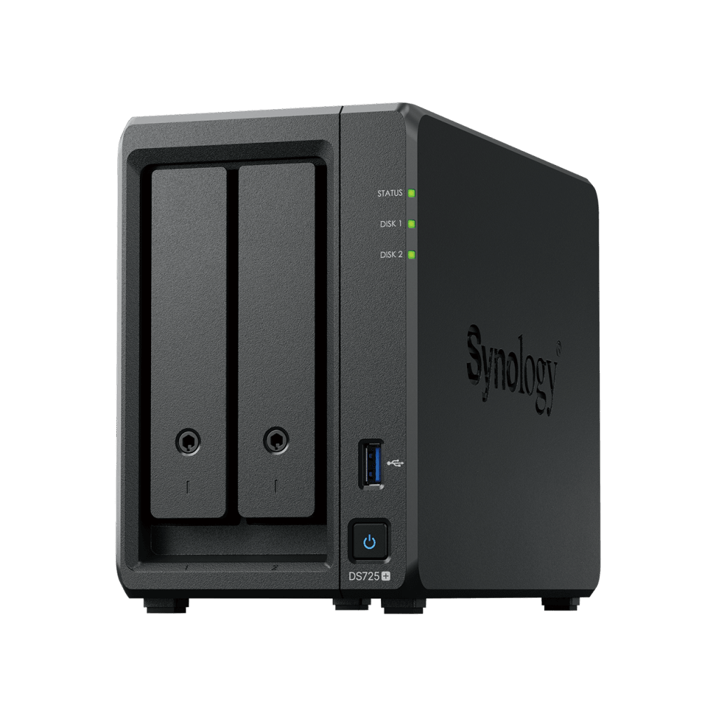 NAS SYNOLOGY DISKSTATION DS725+ | 2 BAHÍAS | EXPANDIBLE HASTA 7 UNIDADES | 2 RANURAS M.2 NVME | PUERTO 2.5GBE | RENDIMIENTO 276 MB/S LECTURA Y 224 MB/S ESCRITURA | COMPATIBLE CON UNIDAD DE EXPANSIÓN DX525.