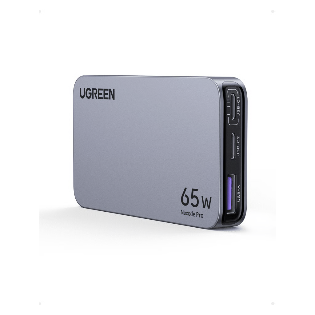CARGADOR RÁPIDO DE VIAJE GAN DE 3 PUERTOS Y 65 W CON ENCHUFES DE EE. UU., REINO UNIDO Y UE.