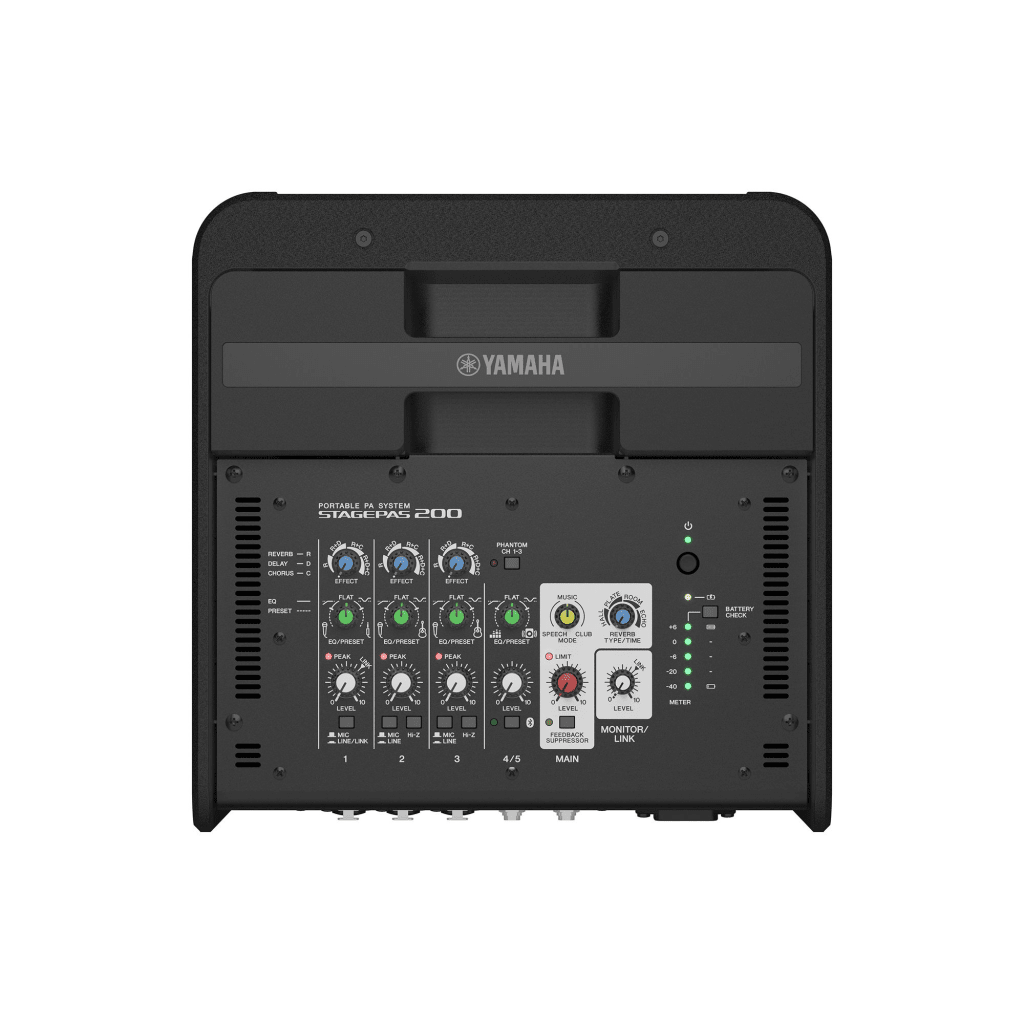 SISTEMA DE AUDIO PORTÁTIL 180W | ALTAVOZ 8" COAXIAL | CONSOLA DE 5 CANALES | COMPATIBLE CON APP STAGEPAS CONTROLLER | INCLUYE BATERÍA RECARGABLE