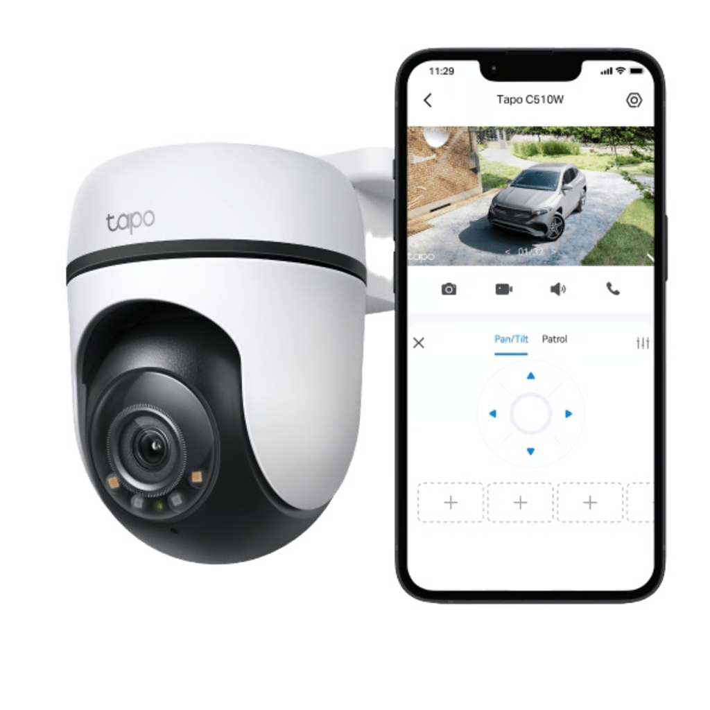CÁMARA DE SEGURIDAD PTZ EXTERIOR WI-FI / 2K 3 MEGAPIXEL (2304×1296) / 360° PANORÁMICA HORIZONTAL + 130° VERTICAL / SEGUIMIENTO INTELIGENTE DE MOVIMIENTO / VISIÓN NOCTURNA A COLOR / IP65 / COMPATIBLE ALEXA Y GOOGLE HOME