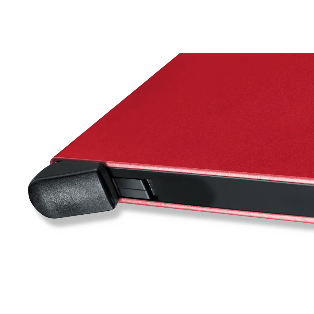 TARJETERO / ALMACENAMIENTO SEGURO 4-6 TARJETAS / ALUMINIO DURADERO / PROTECCIÓN RFID / SISTEMA DESLIZAMIENTO PATENTADO / COLOR ROJO.