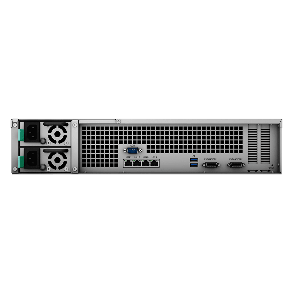 SERVIDOR DE ALMACENAMIENTO SYNOLOGY RACKSTATION RS3621RPXS | 12 BAHÍAS | PROCESADOR INTEL XEON D-1531 DE 6 NÚCLEOS | 8 GB DDR4 ECC | EXPANDIBLE A 36 BAHÍAS | ENERGÍA REDUNDANTE | COMPATIBLE CON VIRTUALIZACIÓN Y RAID.