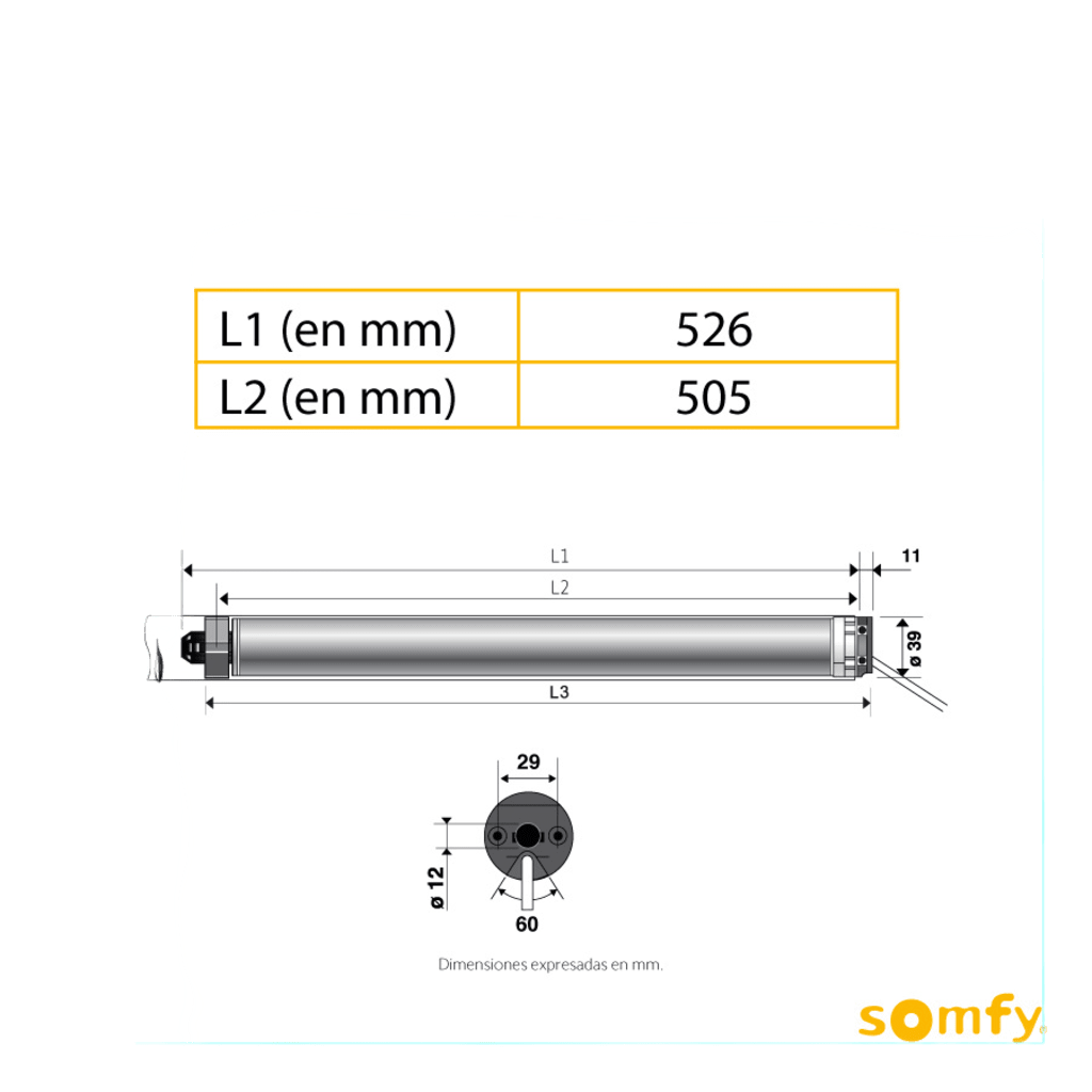 PARA PERSIANA, MOTOR TUBULAR MECÁNICO, INTEGRABLE CON SHELLY25 O MINICENTRALIS SEÑAL RTS, PERSIANA DE 2.3 ANCHO Y ALTO 4 MTS.