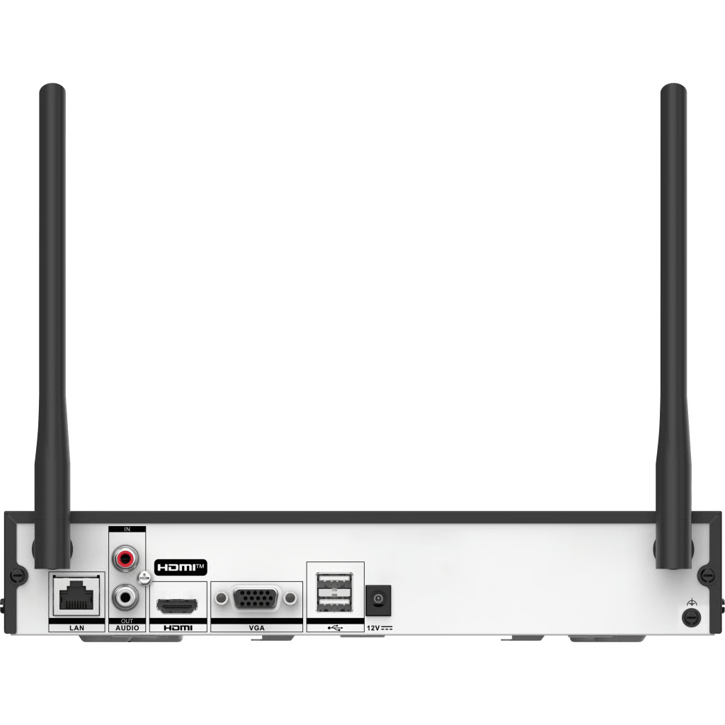 NVR 4 MEGAPIXEL / 8 CANALES IP / 1 BAHÍA DE DISCO DURO / 2 ANTENAS WI-FI / SALIDA DE VÍDEO FULL HD