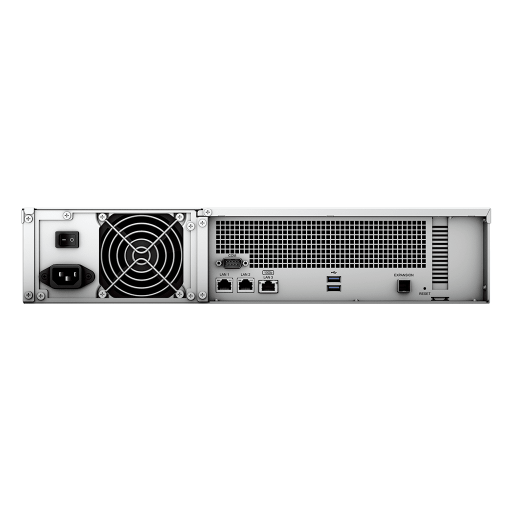 SERVIDOR DE ALMACENAMIENTO RACKSTATION RS2423RP+ | 12 BAHÍAS | 2U | HASTA 216 TB | RENDIMIENTO 3,500/1,700 MB/S | EXPANSIÓN A 432 TB | 10GBE | FUENTES DE ALIMENTACIÓN DUALES | ALTA DISPONIBILIDAD.