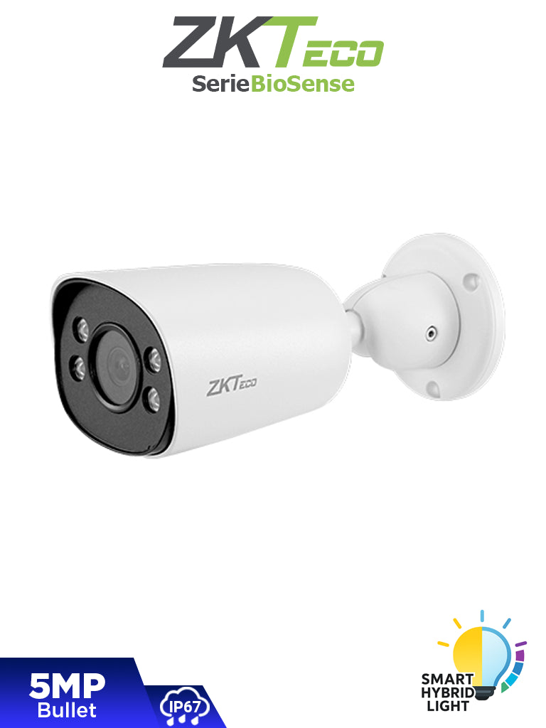 ZKTECO BS-855P32C-S8-MI-S-HL - CÁMARA IP BULLET HÍBRIDA INTELIGENTE DE 5 MP, SERIE BIOSENSE, LENTE 3.6 MM, MICRÓFONO INT