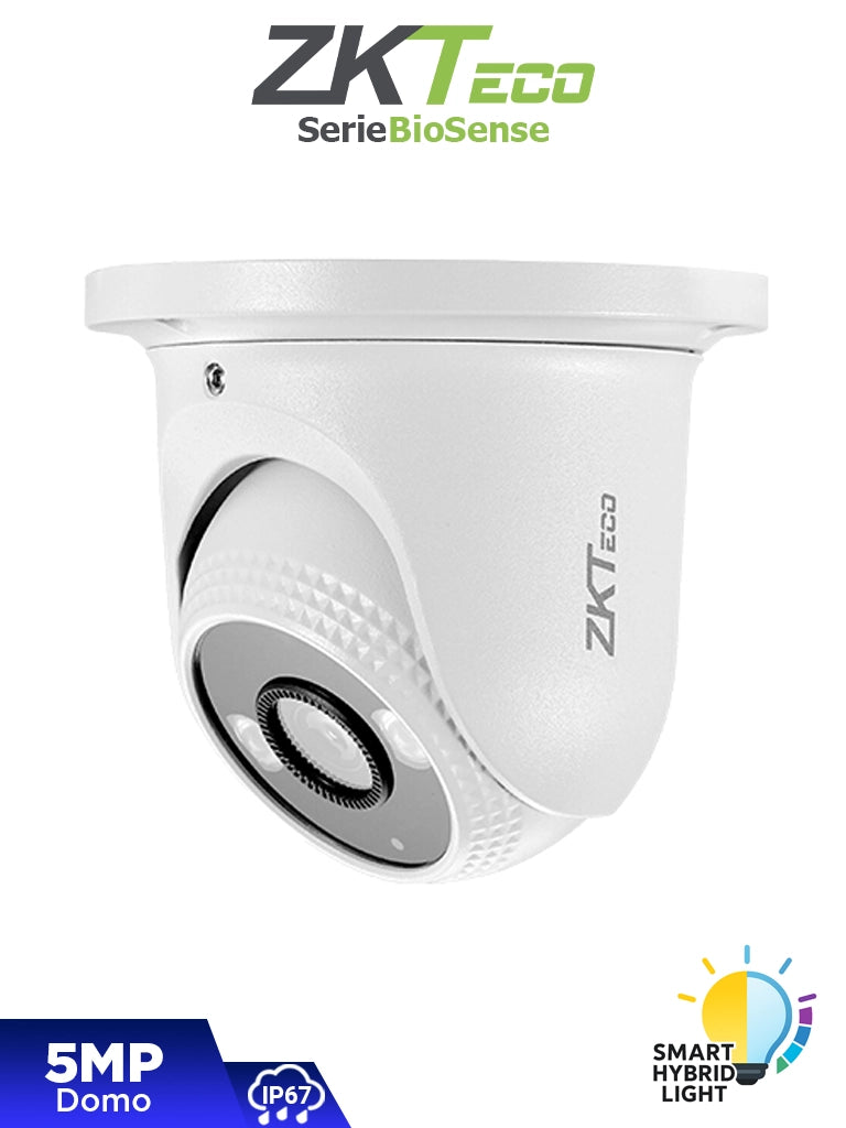 ZKTECO ES-855P31C-S8-MI-S-HL - CÁMARA IP DOMO HÍBRIDA INTELIGENTE DE 5 MP, SERIE BIOSENSE, LENTE 3.6 MM, MICRÓFONO INTEG