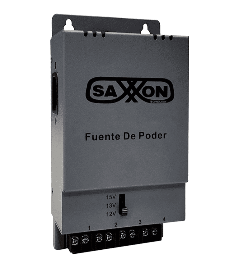 SAXXON ENERGIA PSU1205A - FUENTE DE PODER REGULABLE METÁLICA/ CONEXIÓN DE HASTA 4 CANALES/ VOLTAJE DE AJUSTE 12V 13V O 15V CC/ SALIDA DE HASTA 5 AMP EN LOS 4 CANALES/ INSTALACIÓN EN PARED-Fuentes con Distribuidor-SAXXON-Bsai Seguridad & Controles