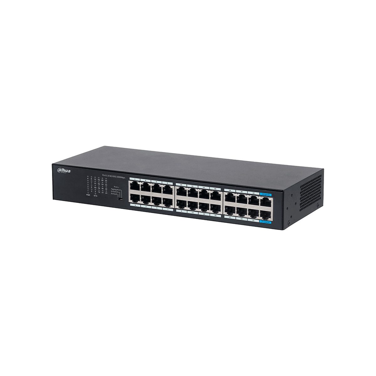 DAHUA DH-S3024-24GT - SWITCH GIGABIT DE 24 PUERTOS NO ADMINISTRABLE, CAPA 2, CARCASA METÁLICA, SWITCHING DE 48G, TASA DE REENVÍO DE 35.7 MBPS, MEMORIA BUFFER DE 8.4MB, Y PROTECCIÓN AVANZADA CONTRA DESCARGAS.-Switches-DAHUA-DHT3700018-Bsai Seguridad & Controles