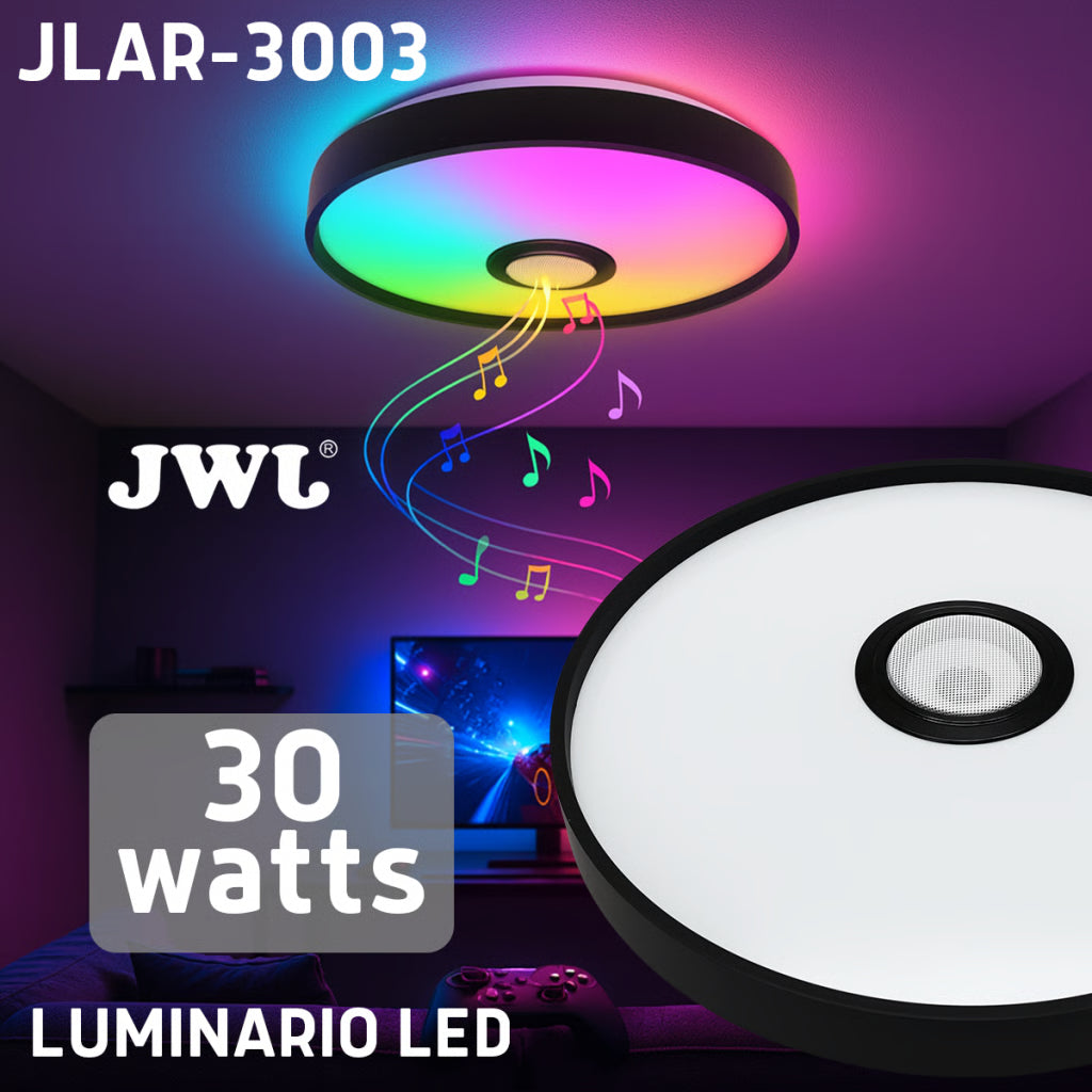 LUMINARIO LED JLAR-3003 / 30W / 2400 LÚMENES / BLUETOOTH CONTROL APP / VOLTAJE 85-265V / TEMPERATURA 6500K FRÍA / GARANTÍA 3 AÑOS