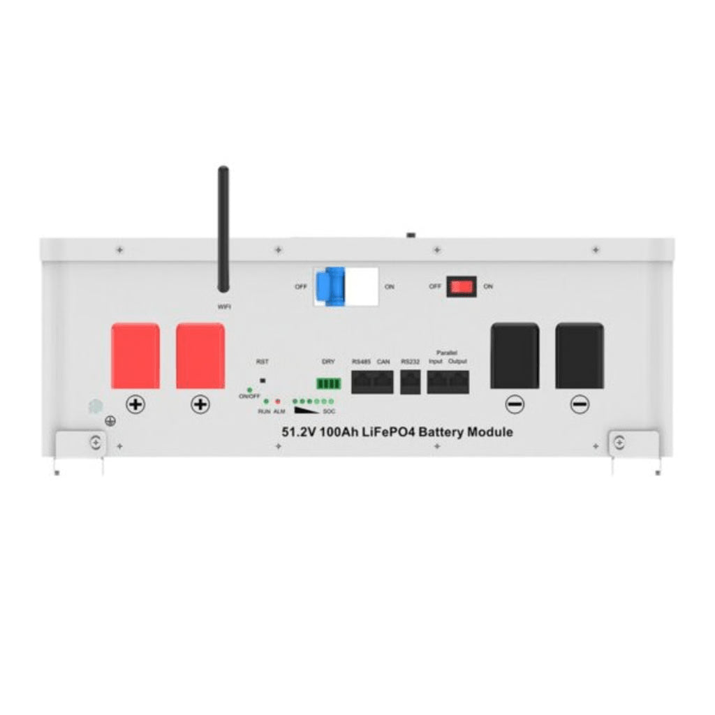 BATERÍA DE LITIO FERROFOSFATO LIFEPO4  100AH 51.2V / TECNOLOGÍA LFP COBALTO FREE/ ≥6000 CICLOS VIDA ÚTIL / BMS INTELIGENTE INTEGRADO / COMUNICACIÓN CAN-RS485-WIFI / 5 AÑOS GARANTÍA