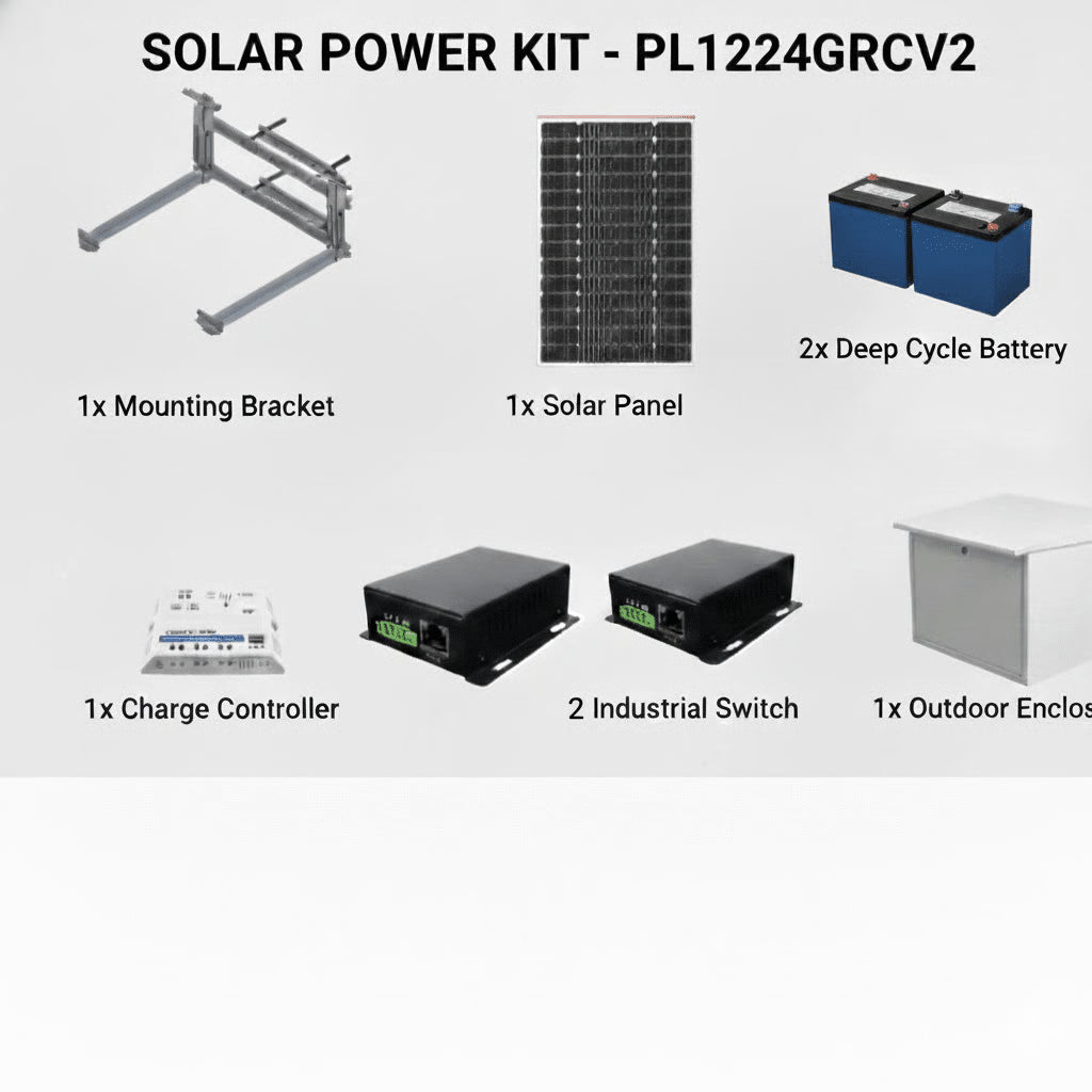 KIT SOLAR DE 28 W CON POE PASIVO 24 VCC PARA 2 RADIOS DE UBIQUITI AIRMAX, CAMBIUM EPMP