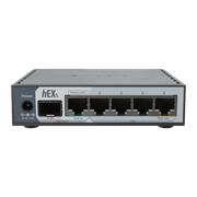 ROUTER HEX S / 5 PUERTOS GIGABIT ETHERNET / 1 PUERTO SFP 2.5G / DUAL-CORE ARM / 512 MB RAM / ROUTEROS V7 / POE-IN Y POE-OUT / MONTAJE EN PARED