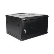 GABINETE DE PARED 19 PULGADAS / 6U / 600 X 550 X 368 MM (23.6 X 21.7 X 14.5 IN) / ACERO SPCC RAL 9004 / CARGA ESTÁTICA 60 KG / IP20 INTERIOR / VENTILADORES CA / PANEL CEPILLO PARA CABLES