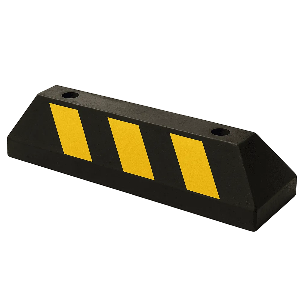 TOPE D/ ESTACIONAMIENTO VEHICULAR / HULE RECICLADO / 55CM / COLOR NEGRO CON FRANJAS AMARILLAS / RESISTENTE Y ANTIDESLIZANTE.-Acceso Vehicular-ACCESSPRO-Bsai Seguridad & Controles