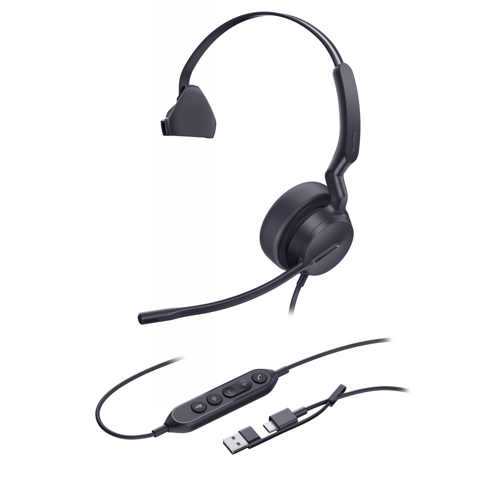 DIADEMA ALÁMBRICA YEALINK UH42 MONO CON AUDIO HD Y CONECTIVIDAD USB-C/A CERTIFICADA CON MICROSOFT TEAMS