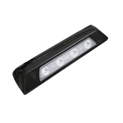 LUZ DE ESCENA, 4 LED, BISEL BLANCO, 12–24VCD, LED BLANCO Y LENTE TRANSPARENTE