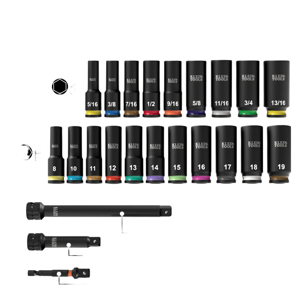 JUEGO DE DADOS DE IMPACTO KNECT™ (M) / 3/8" DRIVE PROFUNDO / SAE Y MÉTRICO / 23 PIEZAS / ADAPTERS MULTI-PROPÓSITO / MODBOX CASE