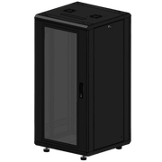 GABINETE RACKEABLE 19 PULGADAS / 24 UNIDADES / PISO / PUERTA DE CRISTAL / ACERO CALIBRES 16-18-20 / CAPACIDAD 750 KG / DIMENSIONES 600X605X1190 MM (23.6X23.8X46.9 IN) / VENTILACIÓN 120 MM, NIVELADORES INCLUIDOS