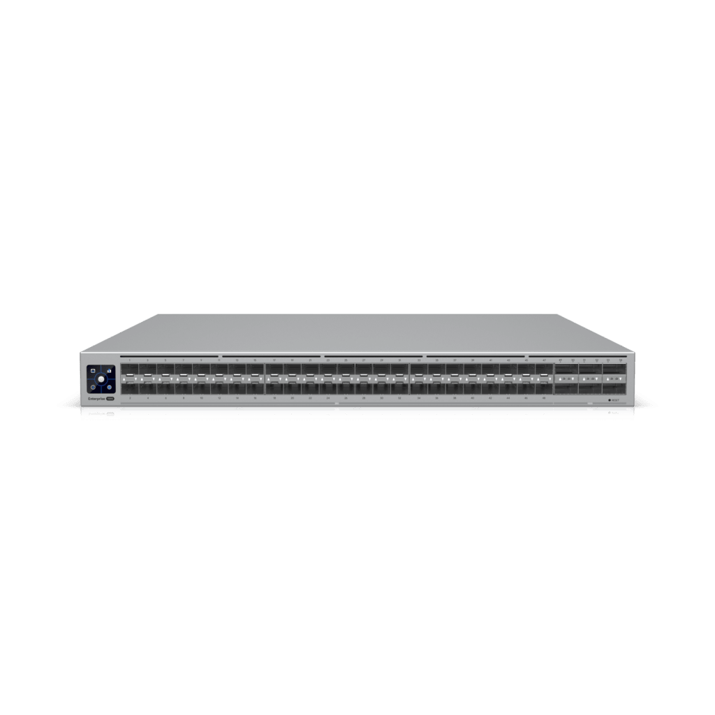 UNIFI SWITCH ENTERPRISE CAMPUS AGGREGATION, CAPA 3, 48 PUERTOS ETHERLIGHTING SFP28 DE 25G, 6 PUERTOS QSFP28 DE 100G, 5 ABANICOS, RUTEO DINÁMICO BGP, DOBLE FUENTE REDUNDANTE, ALTA DISPONIBILIDAD, ENLACE MULTICHASIS (MC-LAG)