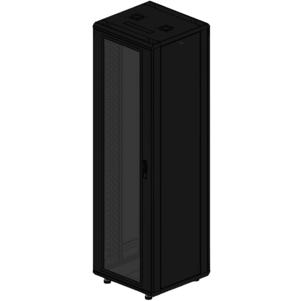 GABINETE RACKEABLE DE PISO DE 42U, COMPATIBLE CON ESTÁNDAR 19 PULGADAS, EQUIPADO CON PUERTA FRONTAL DE CRISTAL PARA UNA MEJOR VISIBILIDAD Y PRESENTACIÓN PROFESIONAL