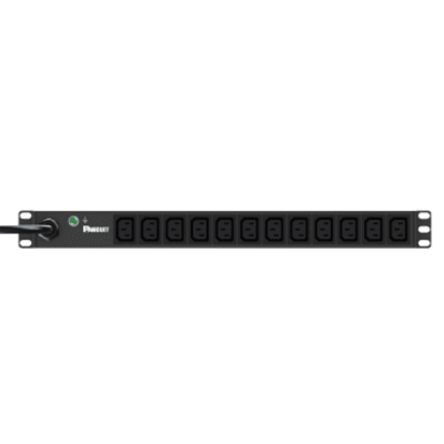 PDU BÁSICA HORIZONTAL / 12 CONTACTOS C13 / 20A / 1U / 3.3 KVA / ENTRADA NEMA L6-20P / CABLE 3 M (9.84 FT)