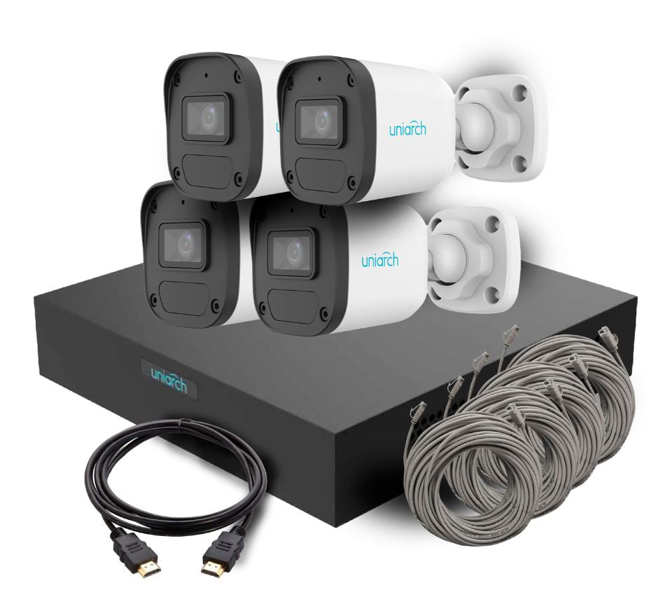 KIT MINI FIXED BULLET UNIARCH IPKIT-108S-4BC / 4CAMARAS-MINI- BULLET-2MP / IPC-B132-AF28-E / ULTRA265 / FULL-HD / LENTE 2.8 MM / DWDR / 30MIR MICROFONO INTEGRADO / HUMAN BODY DETECTION 2.0 / DETECCION DE AUDIO / POEAF / IP67 / 1-NVR-108S3-P8-E / HASTA-...-Kits de Video IP-UNIARCH BY UNV-Bsai Seguridad & Controles