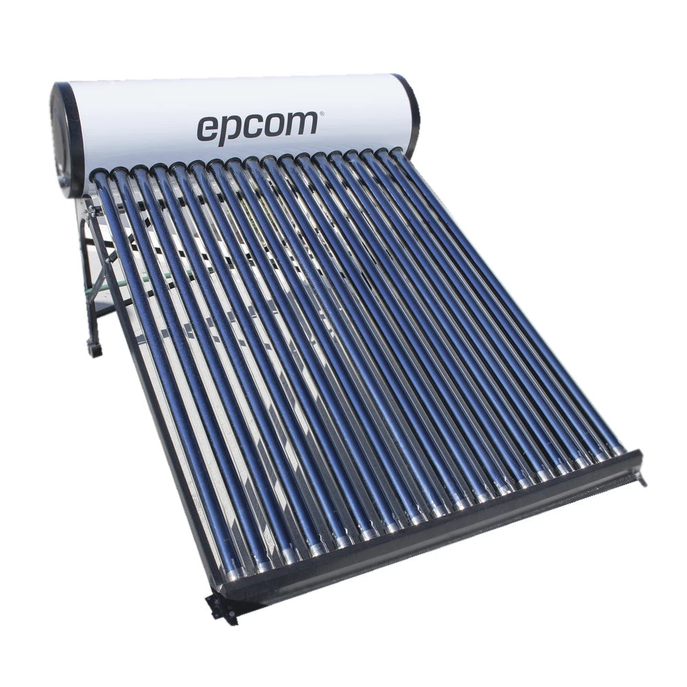 Bóiler Solar de 180L, Baja Presión con 18 Tubos de Vacío de Mayor Resistencia y Termotanque Inoxidable de Grado Alimenticio 180 L Resistentes a Granizo de Hasta 25 mm/ l, Incluye Anodo de Magnesio-Energía Solar y Eólica-EPCOM-Bsai Seguridad & Controles