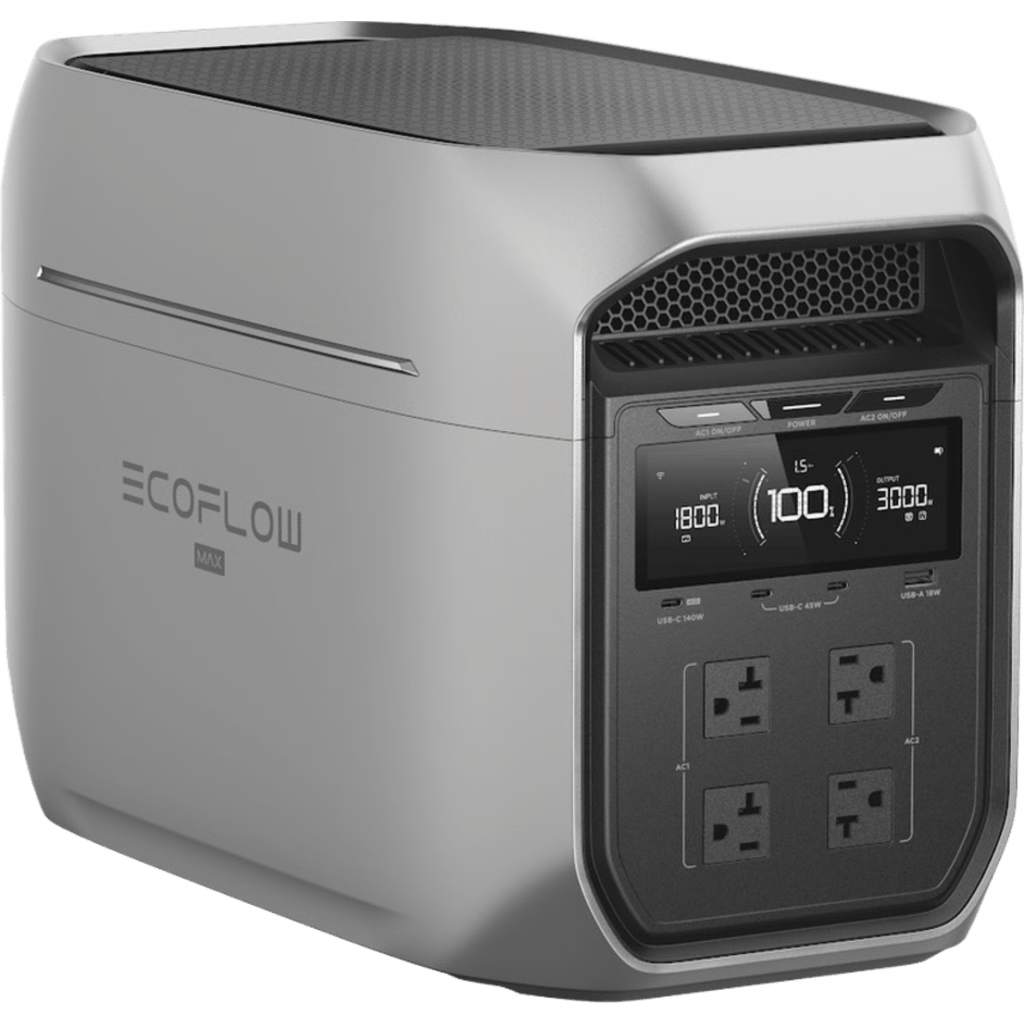 ESTACIÓN DE ENERGÍA PORTÁTIL ECOFLOW DELTA 3 MAX PLUS, 2048WH, BATERÍA LIFEPO4, SALIDA 3000W (SURGE 3800W)