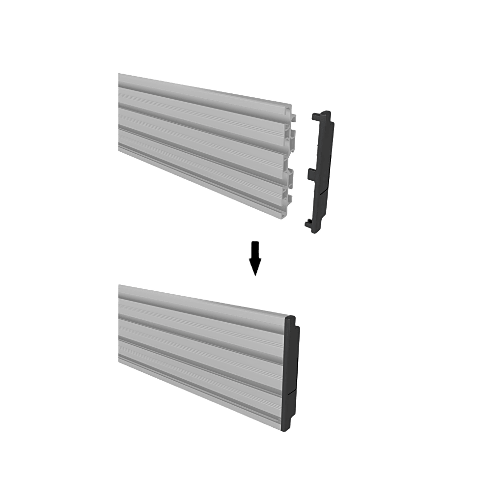 ACCESORIO_ RIEL DE ALUMINIO CON LONGITUD 1000 MM | INCLUYE TAPAS LATERALES | COMPATIBLE CON ESTRUCTURA PARA VIDEOWALL | DISEÑO MODULAR-Monitores Pantallas y Mobiliario-EPCOM INDUSTRIAL-Bsai Seguridad & Controles