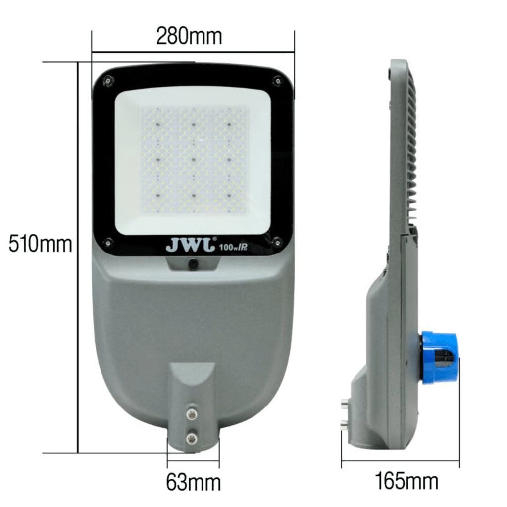 LUMINARIO URBANO CON FOTOCELDA / 100W / FLUJO LUMINOSO 16 000 LM / ÁNGULO DE LUZ 105°-135° / IP65 / MONTAJE EN POSTE O BRAZO / VIDA ÚTIL 50 000 H.
