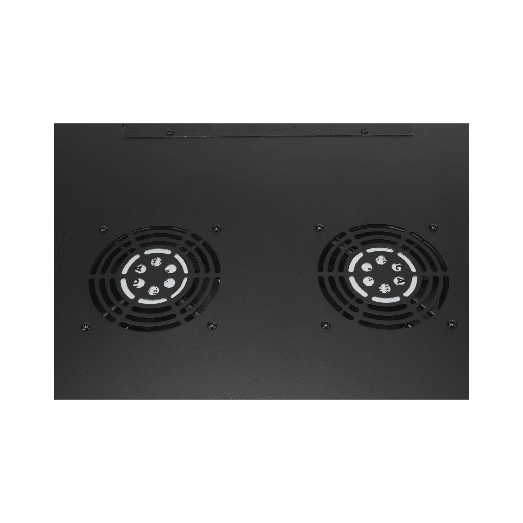 GABINETE DE PARED 19 PULGADAS / 6U / 600 X 550 X 368 MM (23.6 X 21.7 X 14.5 IN) / ACERO SPCC RAL 9004 / CARGA ESTÁTICA 60 KG / IP20 INTERIOR / VENTILADORES CA / PANEL CEPILLO PARA CABLES