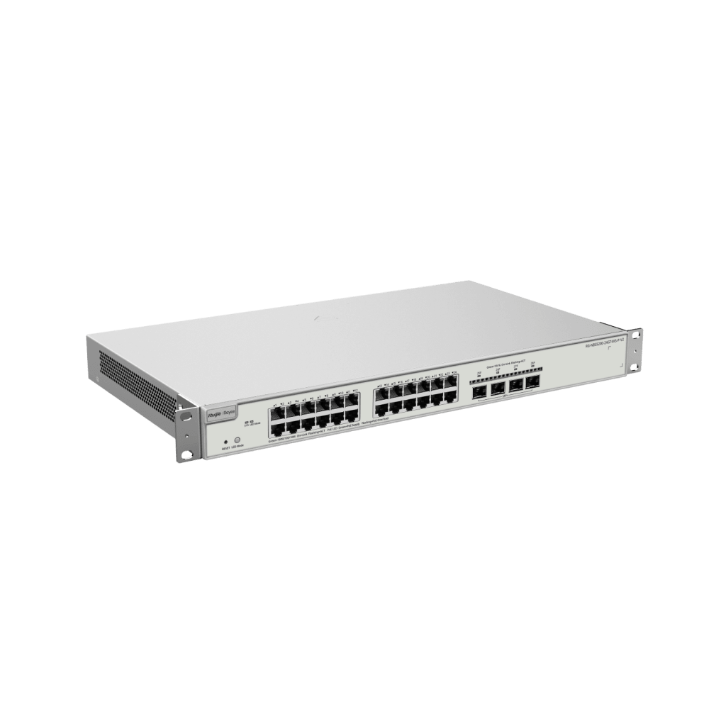 SWITCH ADMINISTRABLE CAPA 3 CON 24 PUERTOS GIGABIT POE 802.3AF/AT + 4 SFP+ PARA FIBRA 10GB, GESTIÓN GRATUITA DESDE LA NUBE, 370W