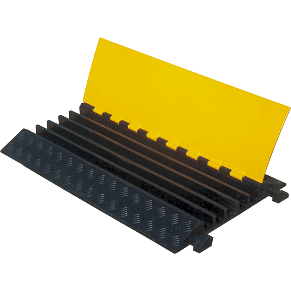 PROTECTOR DE CABLE DE 5 CANALES / BASE DE GOMA Y TAPA DE PLÁSTICO / CAPACIDAD 4.6 TONELADAS / CANAL 38X35MM / LONGITUD 90 CM / AMARILLO Y NEGRO-Acceso Vehicular-ACCESSPRO-Bsai Seguridad & Controles