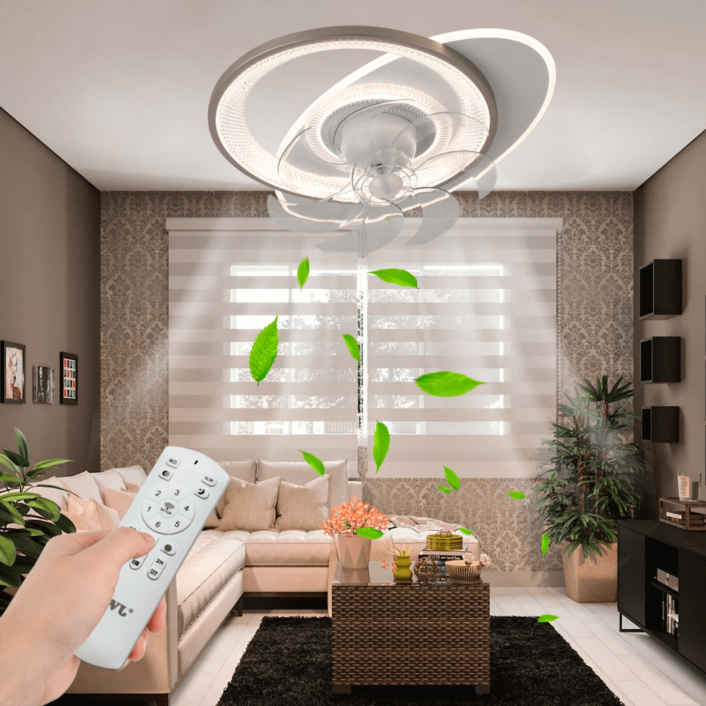 VENTILADOR DE TECHO CON LUMINARIO LED DE 110 V CA 50/60 HZ / 88 W / 3 TONOS DE LUZ (6500 - 4 000 - 2 700 K) / CON GIRO 360° / DIÁMETRO 550 MM / 6 VELOCIDADES / DIMEABLE.-Iluminación-JWJ-Bsai Seguridad & Controles