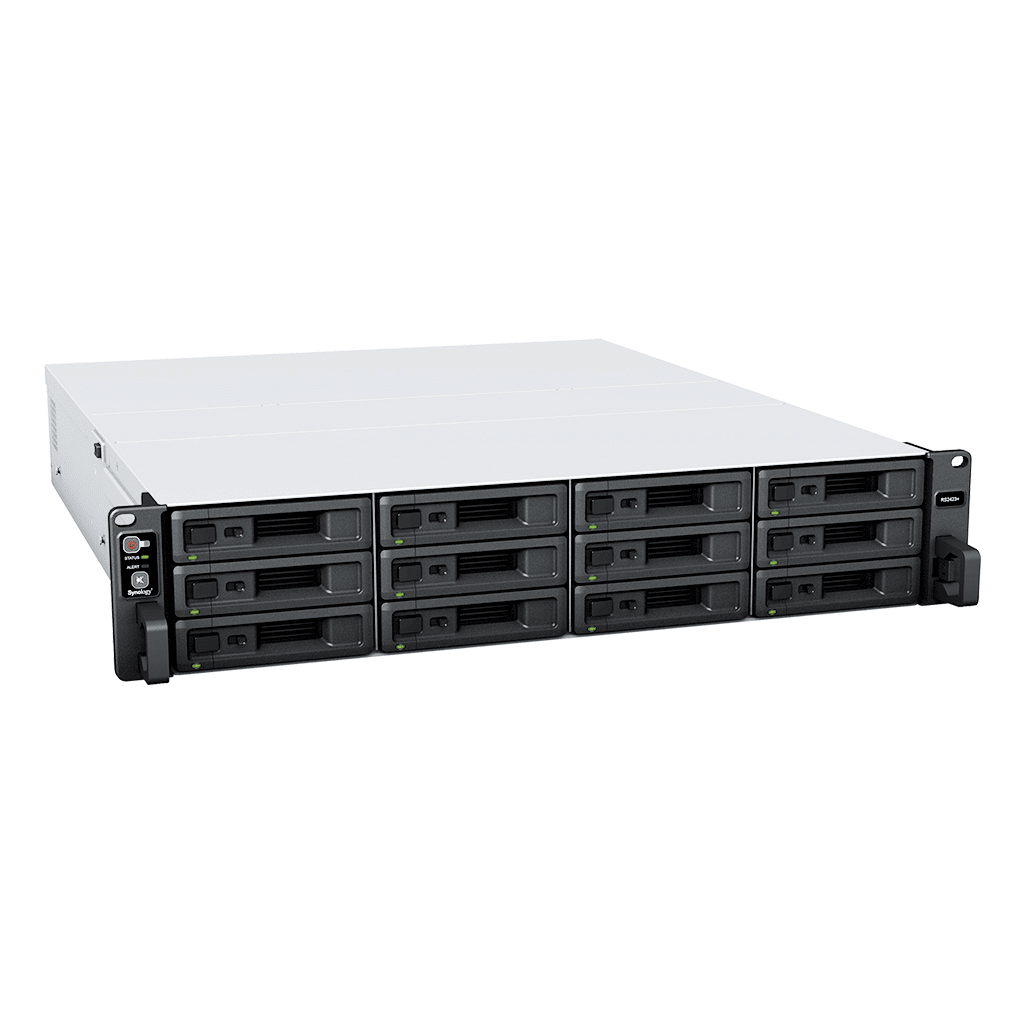 SERVIDOR DE ALMACENAMIENTO RACKSTATION RS2423RP+ | 12 BAHÍAS | 2U | HASTA 216 TB | RENDIMIENTO 3,500/1,700 MB/S | EXPANSIÓN A 432 TB | 10GBE | FUENTES DE ALIMENTACIÓN DUALES | ALTA DISPONIBILIDAD.