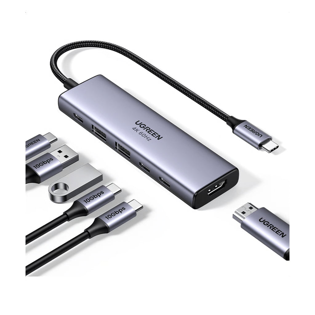 HUB USB-C 6 EN 1 / HDMI 4K@60HZ / 2X USB-A 3.2 GEN 2 (10 GBPS) / 2X USB-C 3.2 (10 GBPS) / PD 100W / COMPATIBILIDAD UNIVERSAL / DRIVER-FREE / ALUMINIO
