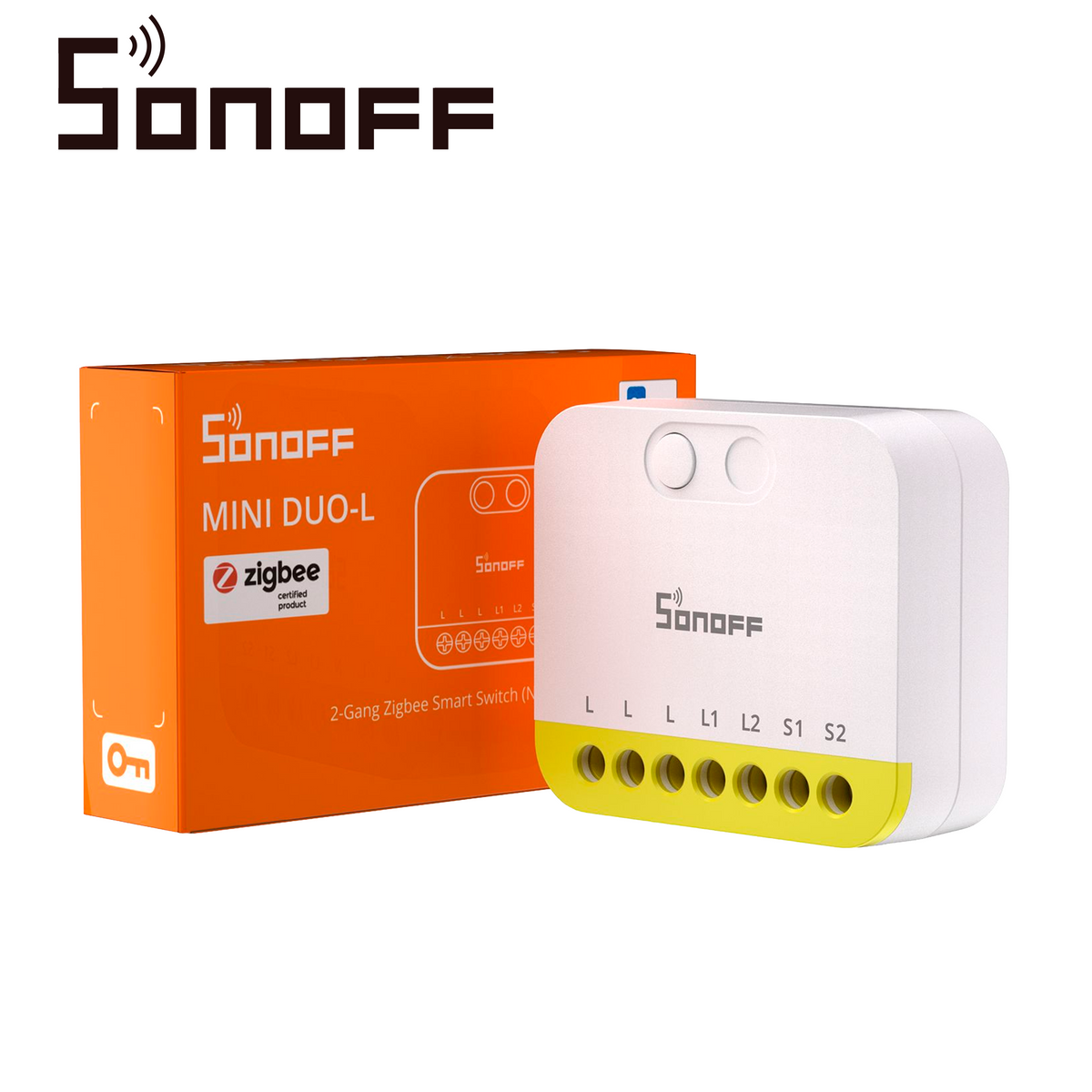 MINI INTERRUPTOR INALAMBRICO SONOFF / ZIGBEE 3.0 / CON 2 CANALES INDEPENDIENTES / NO NECESITA NEUTRO / CARGA TOTAL DE 12 AMPERE / NECESITA HUB ZIGBEE [MINI-ZB2GS-L]