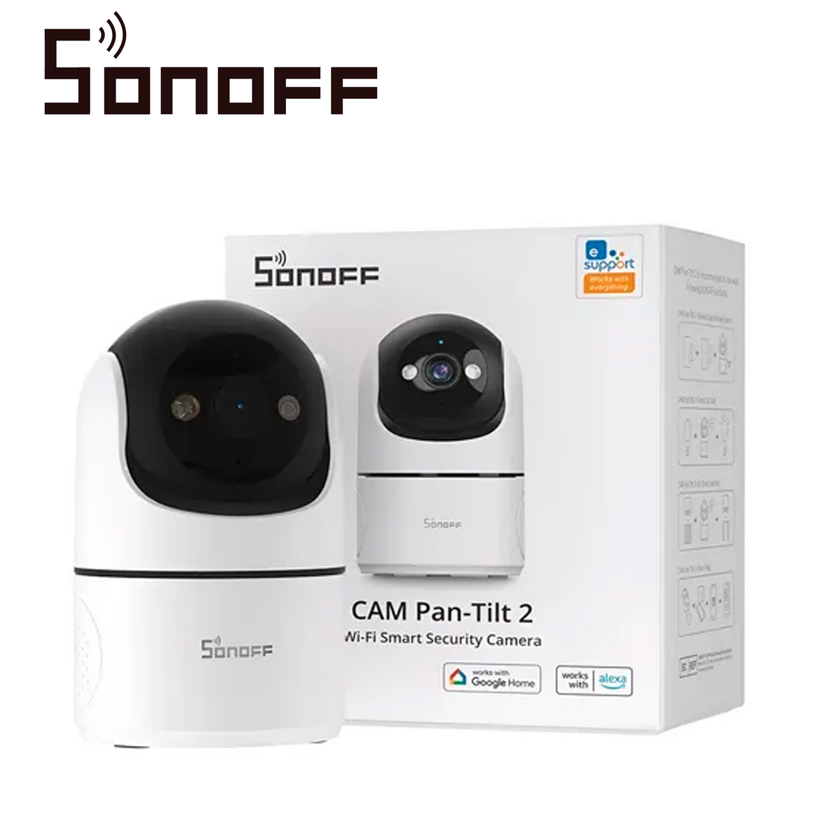 CAMARA DE SEGURIDAD PARA INTERIORES SONOFF / RESOLUCION FULL HD DE 1080P/ WIFI 2.4 GHZ / AUDIO BIDIRECCIONAL/ CON IA QUE DETECTA EL MOVIMIENTO HUMANO/ REQUIERE ADAPTADOR DE ENERGIA / ADAPTADOR NO INCLUIDO [CAM-PT2]