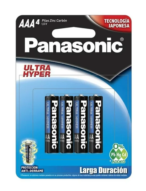 BATERIA ZINC CARBON PANASONIC TIPO AAA 1.5V PARA USO EN CONTROLES REMOTOS Y RELOJES (PAQUETE DE 4 BATERIAS)-Bater&iacute;as-ALTER-Bsai Seguridad & Controles