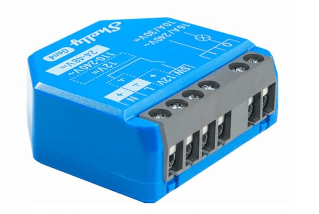 RELEVADOR INALÁMBRICO INTELIGENTE 16A, 110-240 V / 1 SALIDA DE CONTACTO SECO / COMPATIBLE CON ASISTENTE DE VOZ ALEXA, GOOGLE HOME / WIFI 2.4-Iluminación-SHELLY-Bsai Seguridad & Controles