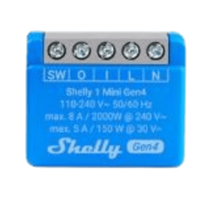 MINI INTERRUPTOR INTELIGENTE CON WI-FI 2.4 / CONTACTO SECO /1 CANAL 8A, 110 - 240V / COMPATIBLE CON ASISTENTES DE VOZ-Iluminación-SHELLY-Bsai Seguridad & Controles