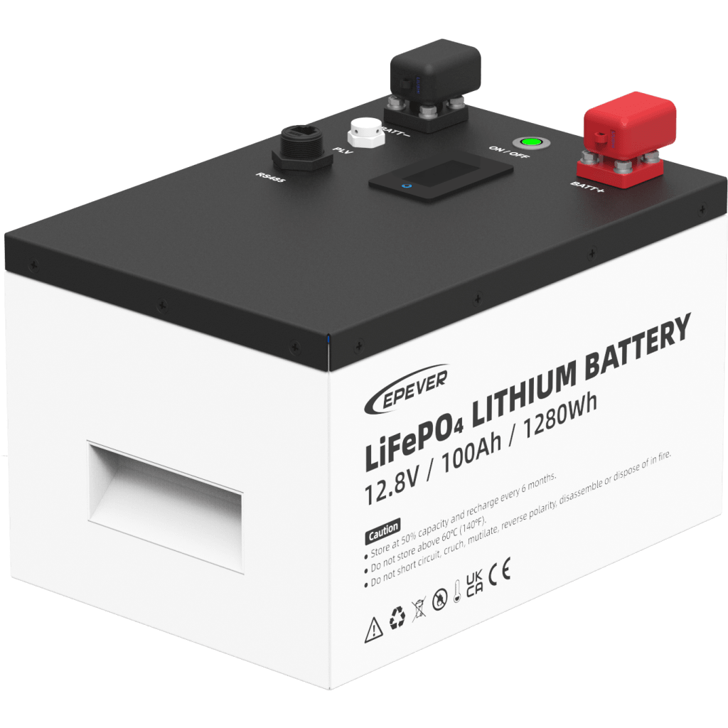 BATERÍA DE LITIO LIFEPO4 12.8VCC, 100AH, 1.28KWH, PANTALLA LCD PARA MONITOREO LOCAL, CARCASA METÁLICA-Baterías y Cargadores-EPEVER-Bsai Seguridad & Controles