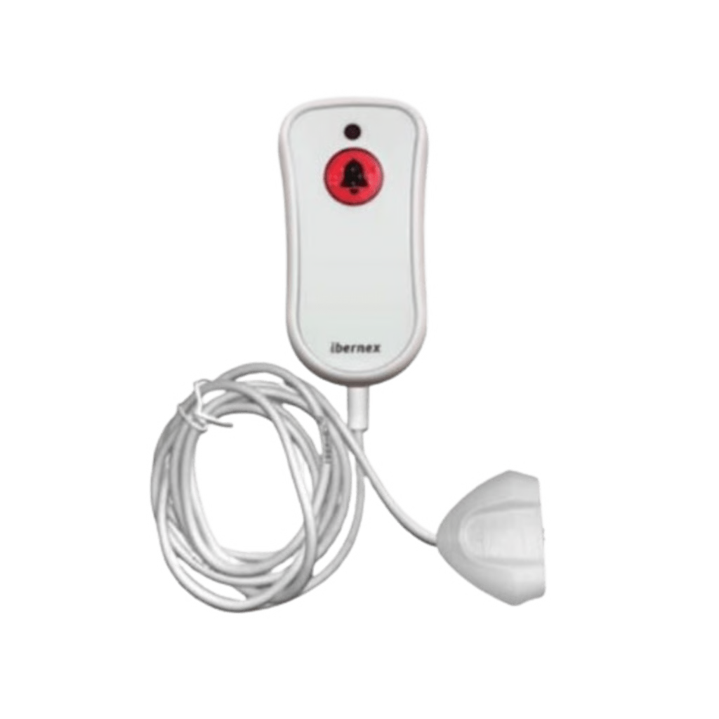 PULSADOR DE CAMA BLANCO ANTIBACTERIANO / BOTÓN ROJO DE ALARMA 20MM / CONECTOR MAGNÉTICO / PROTECCIÓN IP67 / CABLE 2M RESISTENTE AL FUEGO / LIBRE DE HALÓGENOS / BRAILLE 'SOS'