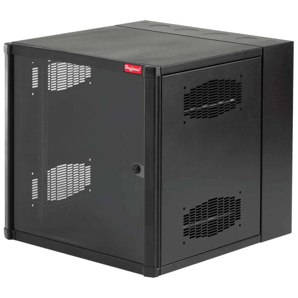 GABINETE ACCESSPLUS DE MONTAJE EN PARED DE 19IN, RIELES NUMERADOS Y ROSCADOS #10-32, PUERTA CON VENTANA DE SEGURIDAD, 600 MM DE ANCHO, 762 MM DE PROFUNDIDAD, 26 UR, COLOR NEGRO
